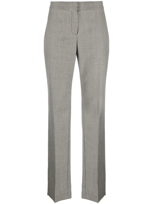 Houndstooth-Pattern High-Waisted Trousers