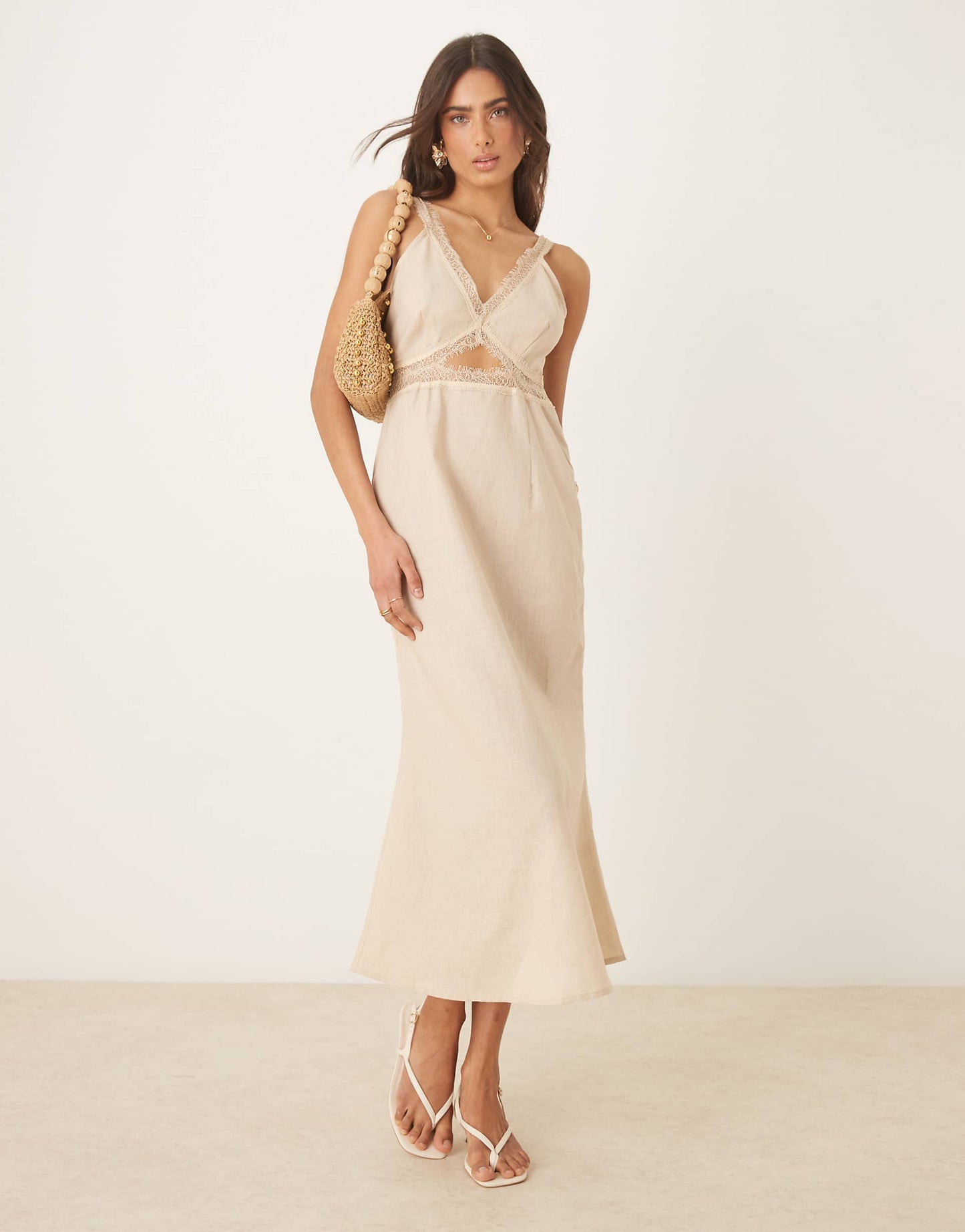 Mimi Linen Cut-Out Midaxi Dress