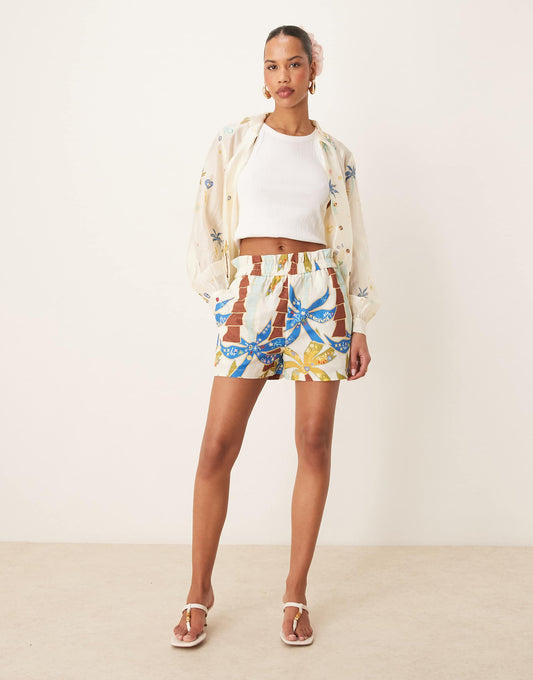 Palm Print Shorts Co-Ord