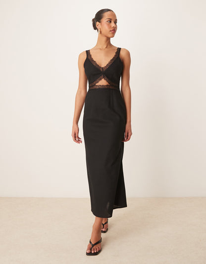 Mimi Linen Cut-Out Midaxi Dress