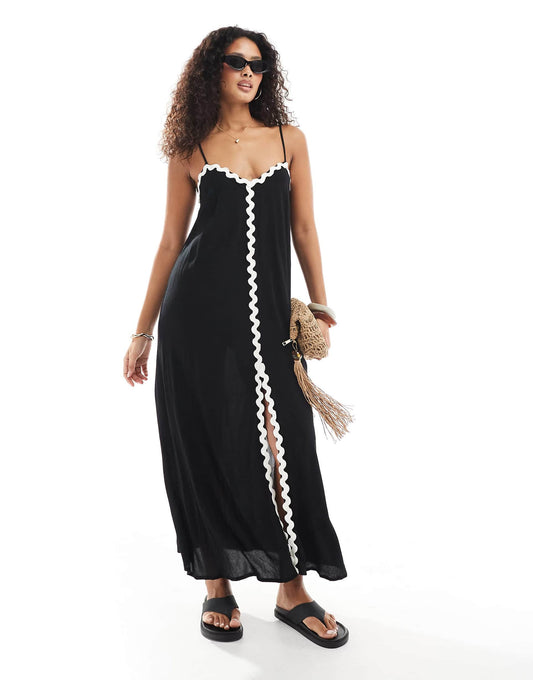 Ric Rac Front Split Maxi Dress