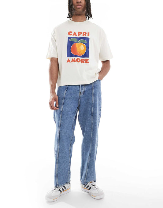 Baggy Fit Jeans With Seam Detail
