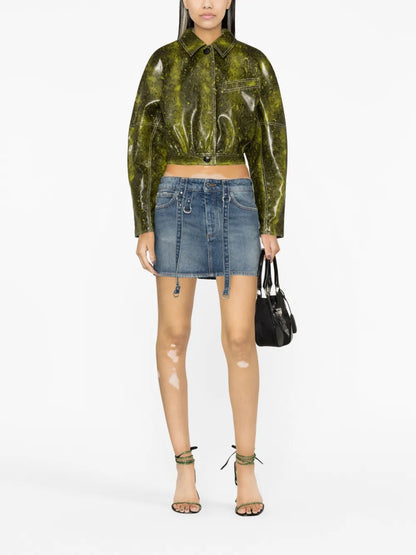 Logo-Patch Denim Mini Skirt