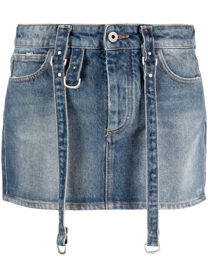 Logo-Patch Denim Mini Skirt