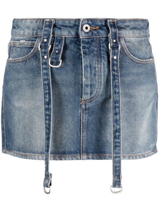 Logo-Patch Denim Mini Skirt