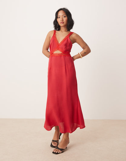 Petite Mimi Linen Cut-Out Midaxi Dress