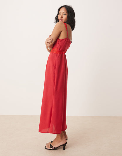 Petite Mimi Linen Cut-Out Midaxi Dress