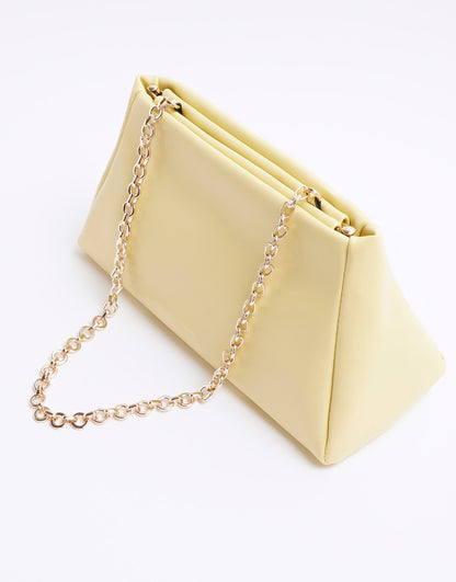 Faux Leather Frame Top Clutch Bag