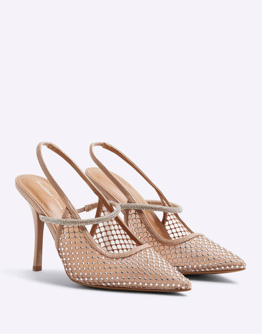 Mesh Diamante Sling Back Court Shoes