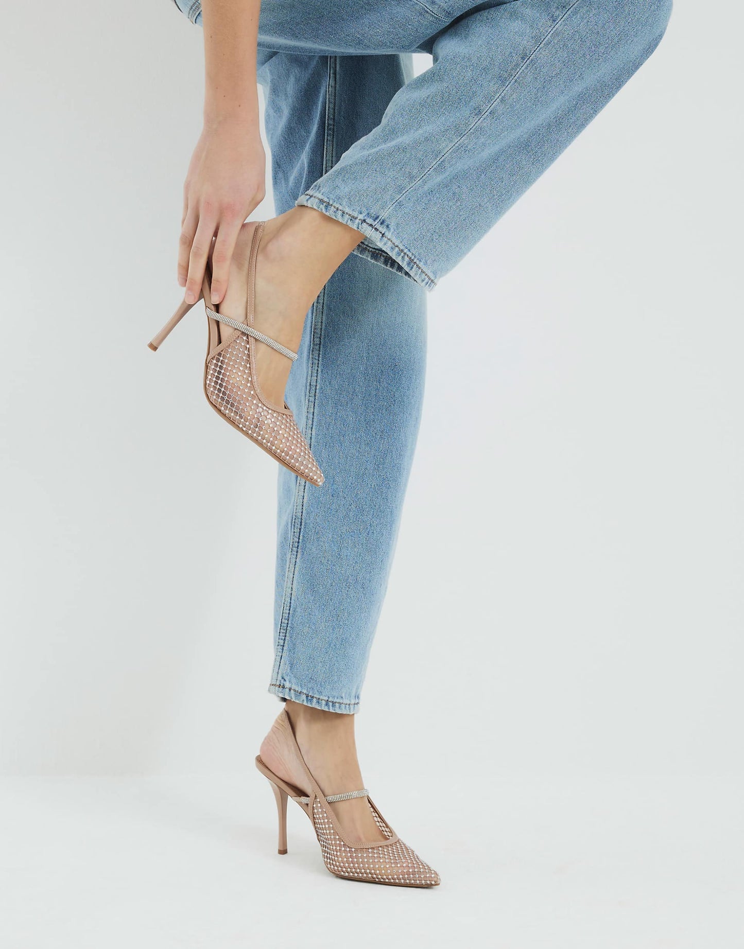 Mesh Diamante Sling Back Court Shoes