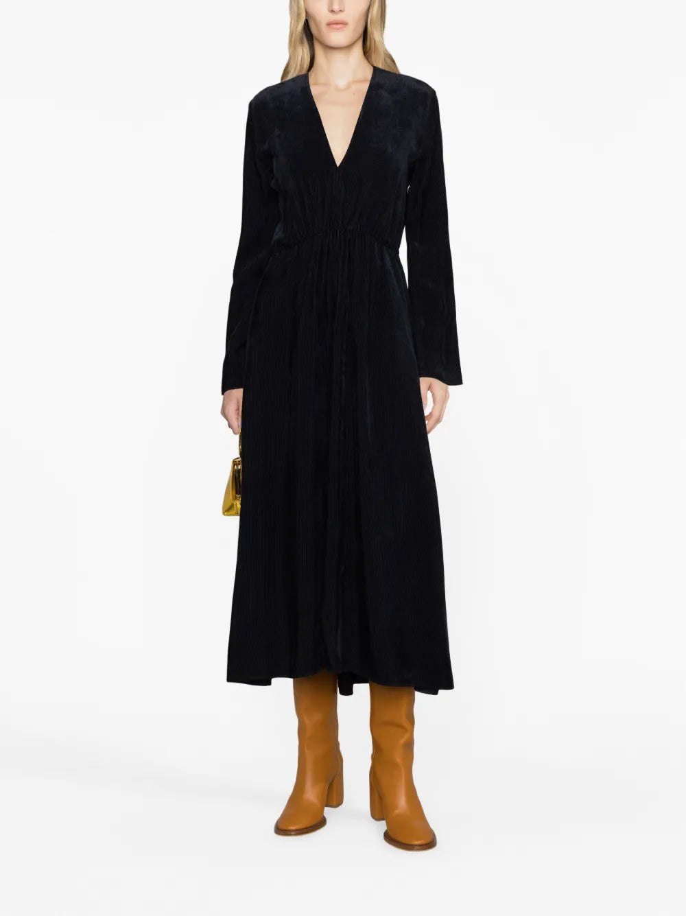 Gathered Corduroy Dress