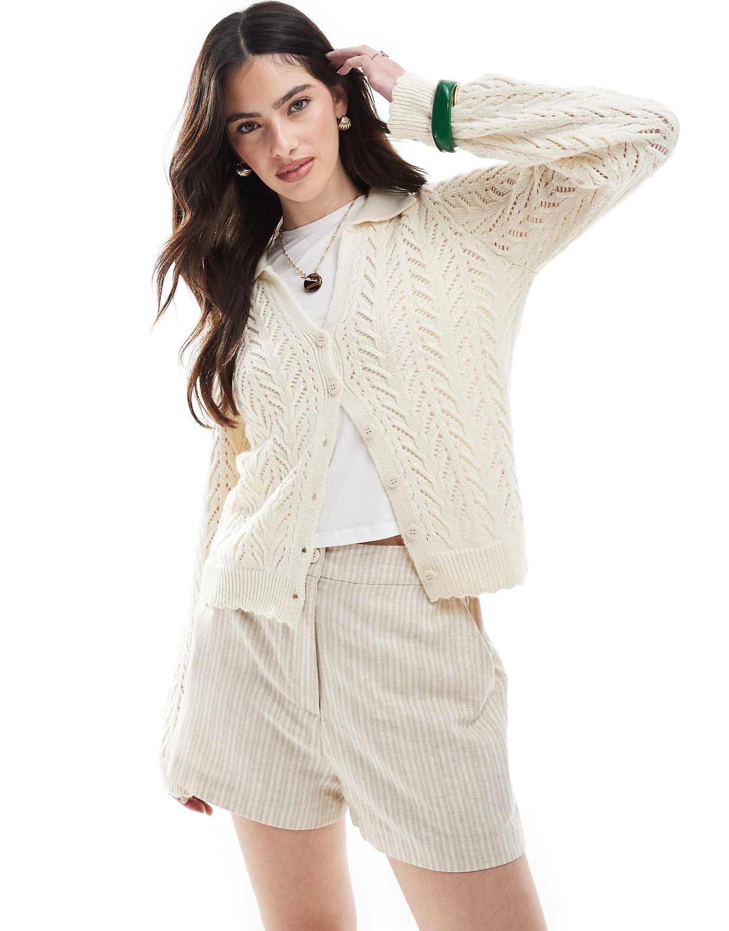Contrast Scallop Hem Knitted Top
