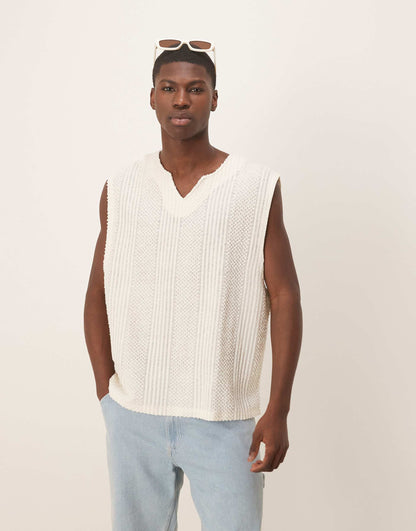 Boxy Oversized Tank  With Notch Neck