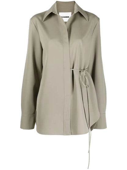 Self-Tie Wool Shirt