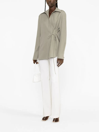 Self-Tie Wool Shirt