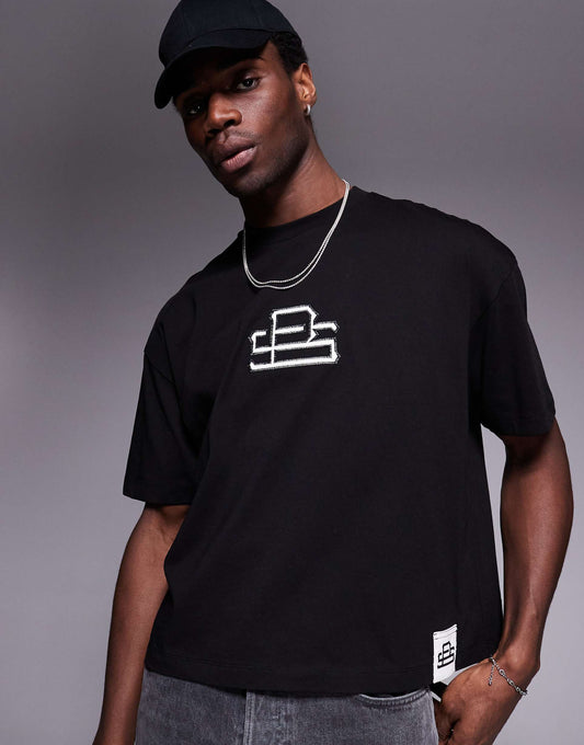 Boxy Oversized T-Shirt With Chest Logo Applique