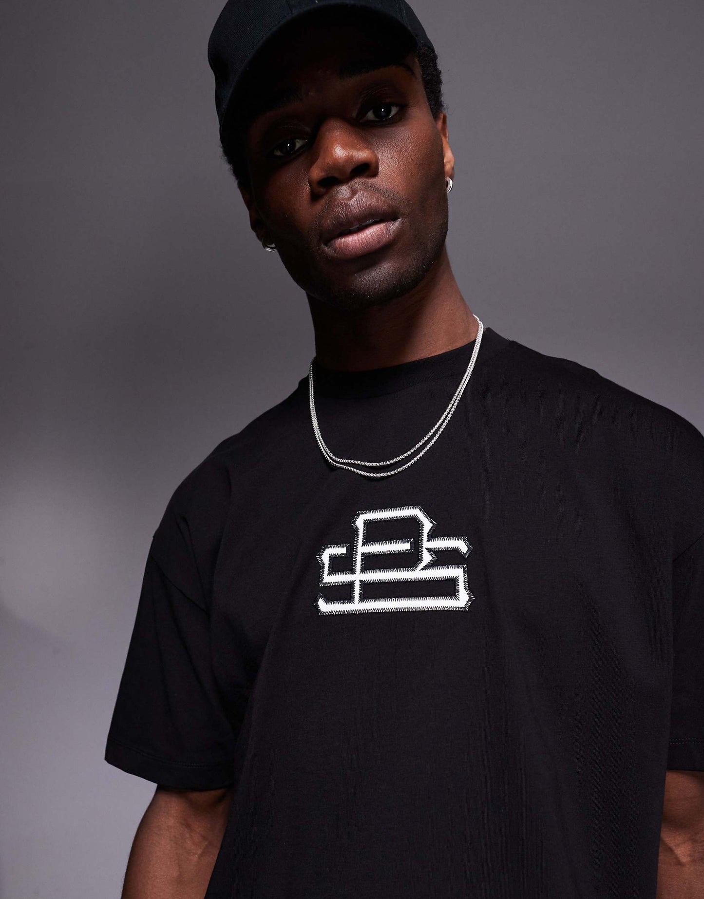 Boxy Oversized T-Shirt With Chest Logo Applique