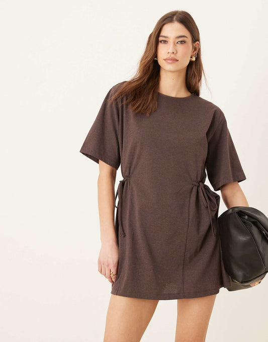 Oversized T Shirt Dress With Tie Detail