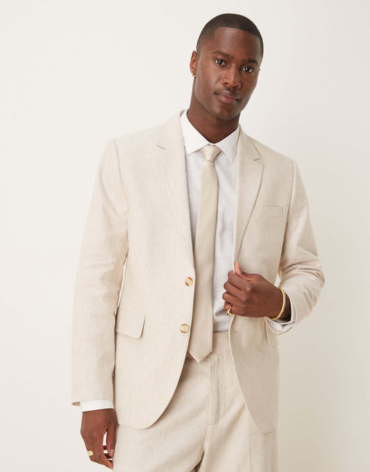 Classic Single Breasted Linen Suit Blazer Co-Ord