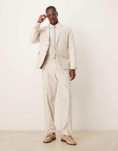Classic Single Breasted Linen Suit Blazer Co-Ord