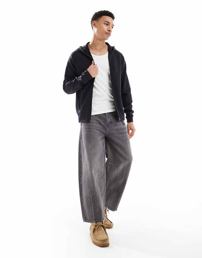 Diagonal Interlock Hooded Zip Through