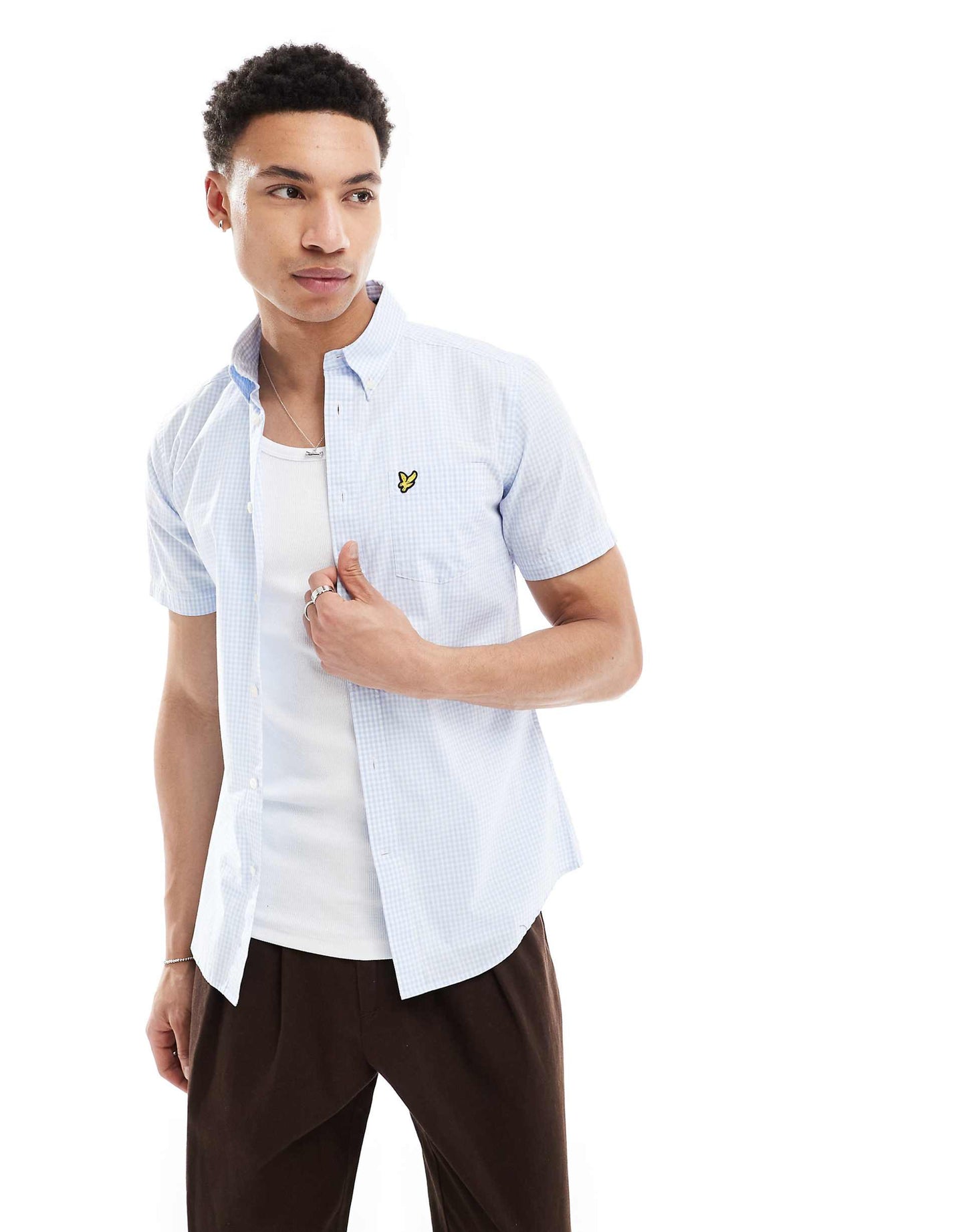 Short Sleeve Slim Fit Gingham Shirt