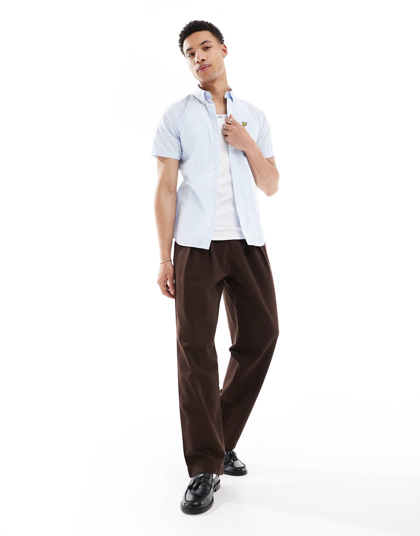 Short Sleeve Slim Fit Gingham Shirt