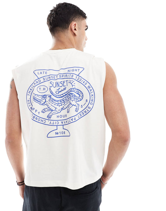 Boxy Oversized Vest With Back City Graphic