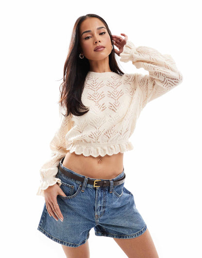 Knitted Frill Edge Jumper