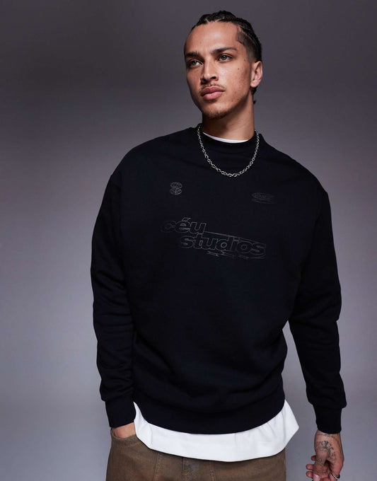 Oversized Sweatshirt With Metallic Prints