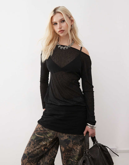 Off Shoulder Slouch Mini Dress