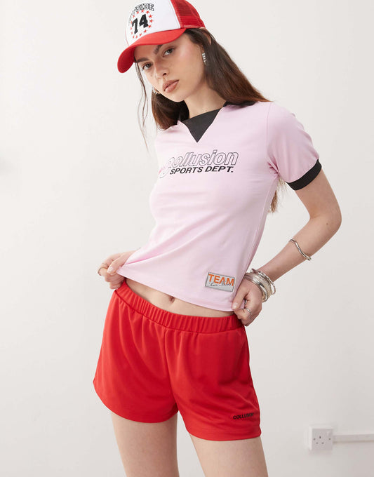 Airtex Red Shorts With Logo