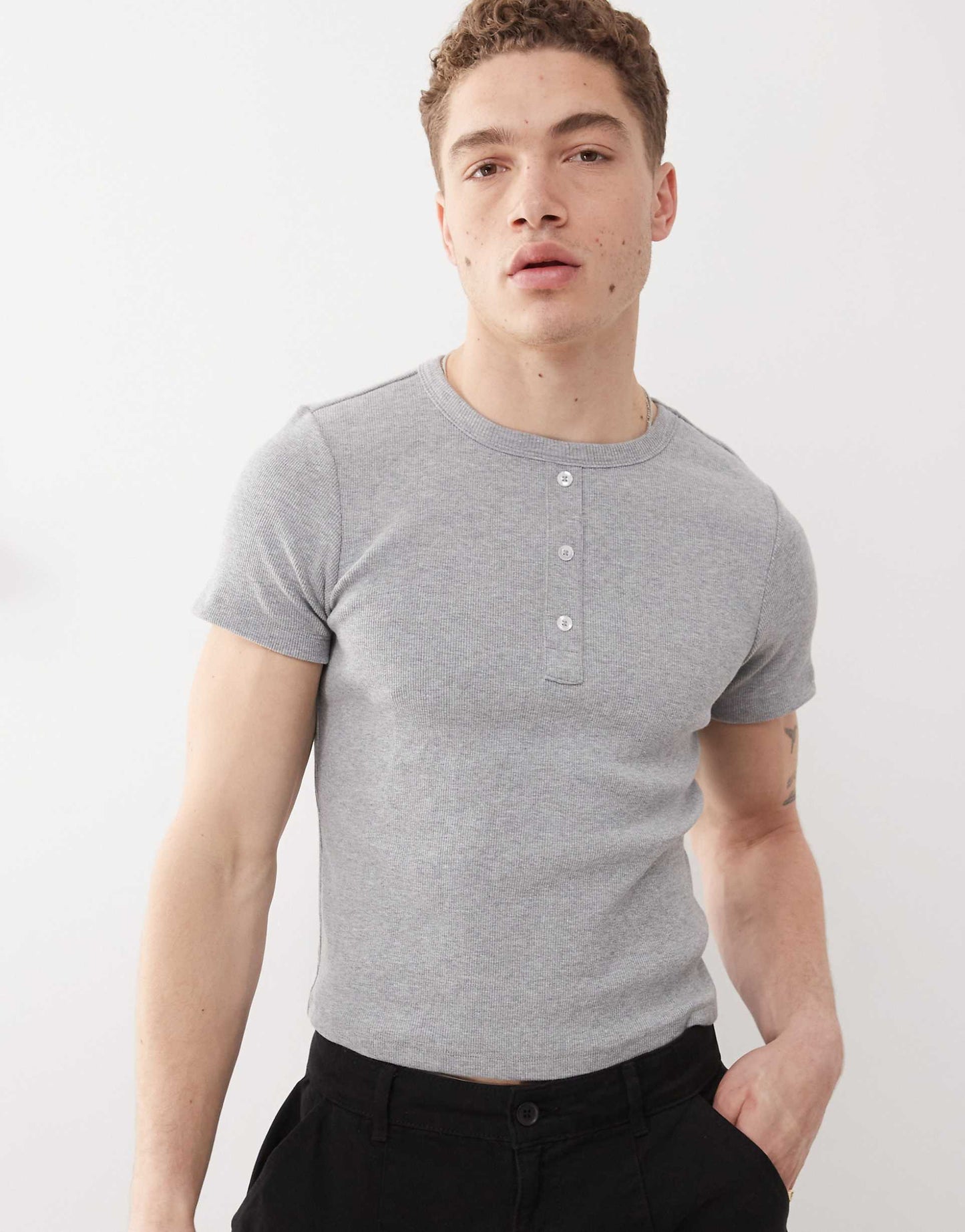 Ribbed Henley T-Shirt