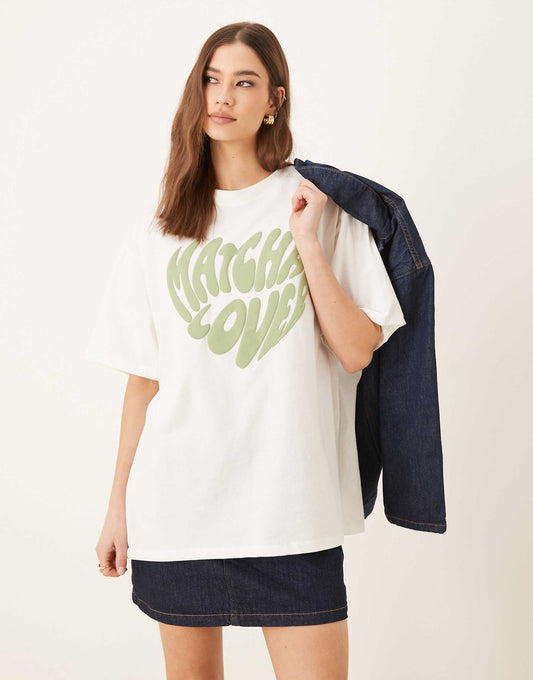 Oversized T-Shirt With Matcha Graphic