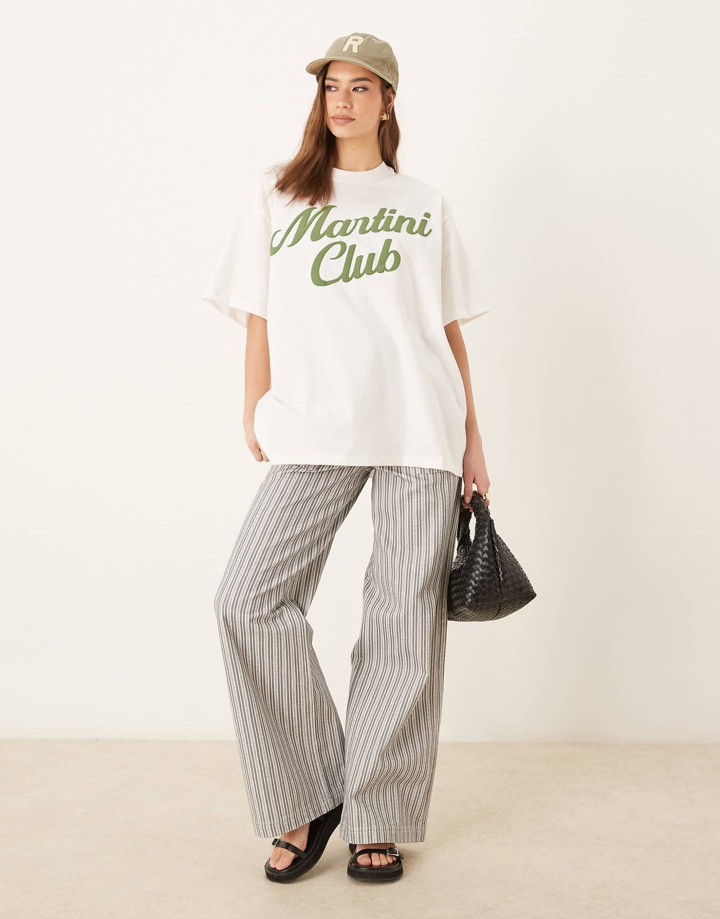 Oversized T-Shirt With Martini Club Graphic