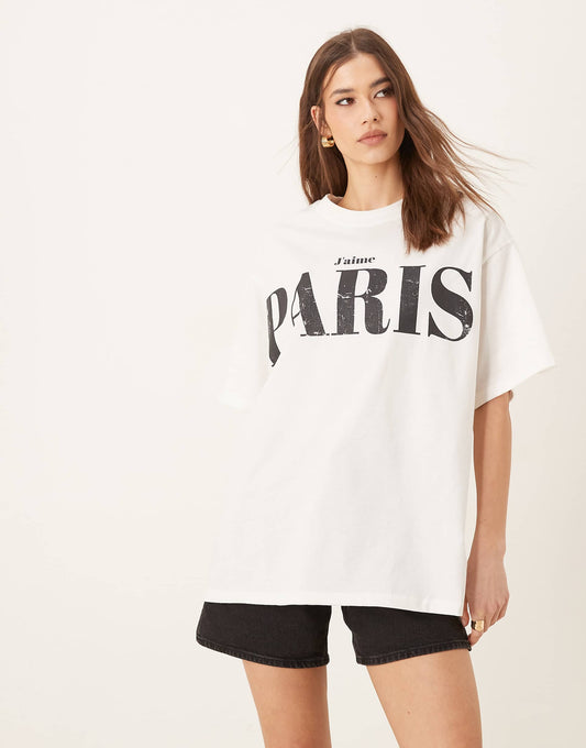 Oversized T-Shirt With Paris Graphic