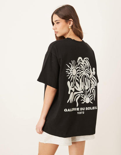 Oversized T-Shirt With Floral Back Graphic