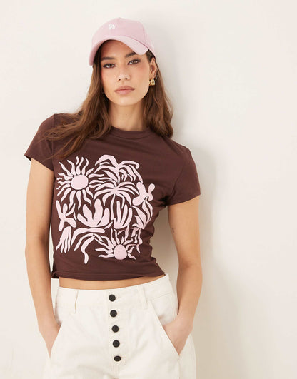 Baby Tee With Floral Graphic