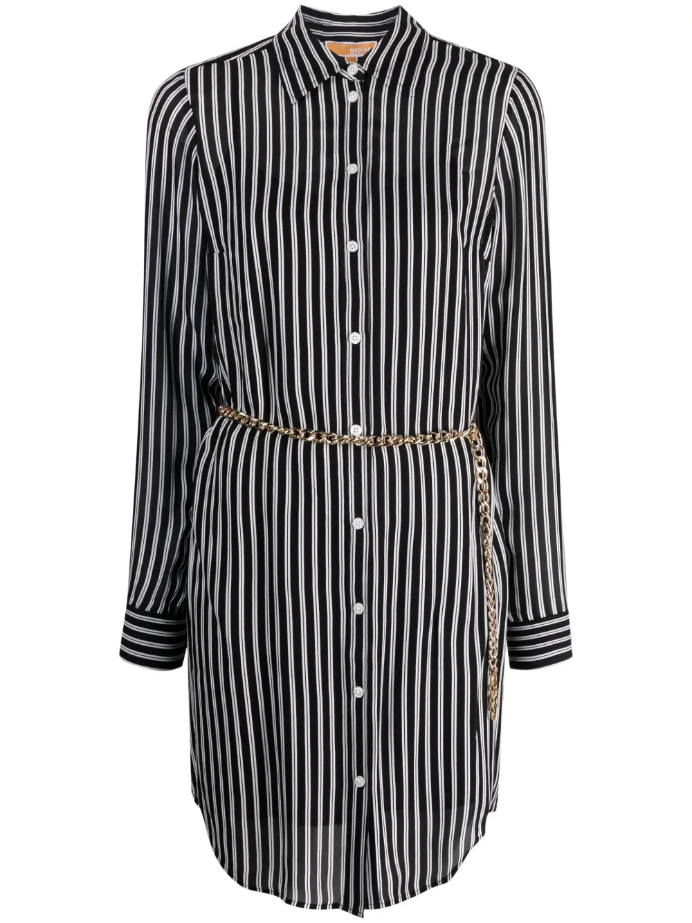 Stripe-Print Belted-Waist Shirtdress