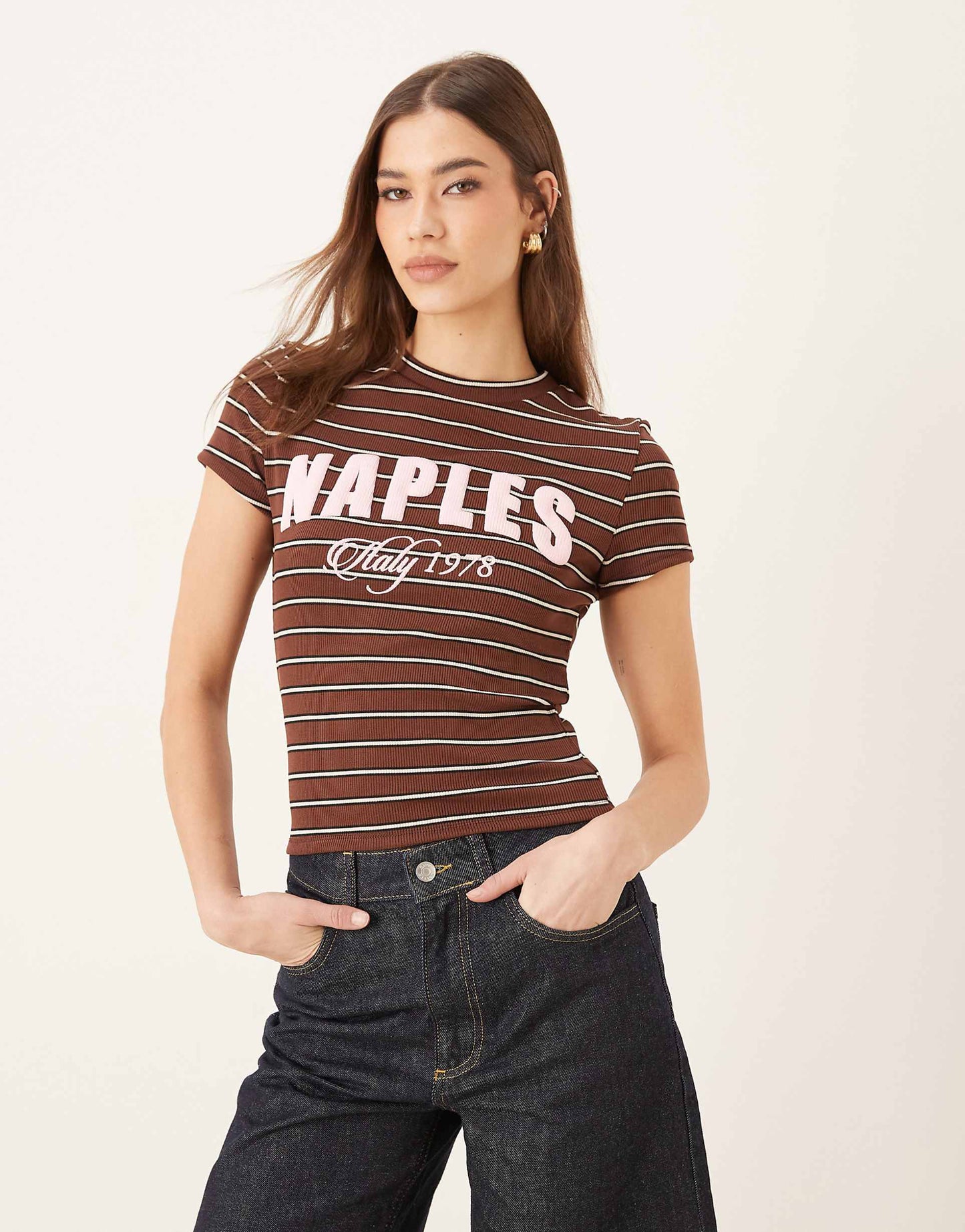 Stripe Baby Tee With Naples Graphic