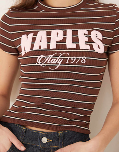 Stripe Baby Tee With Naples Graphic