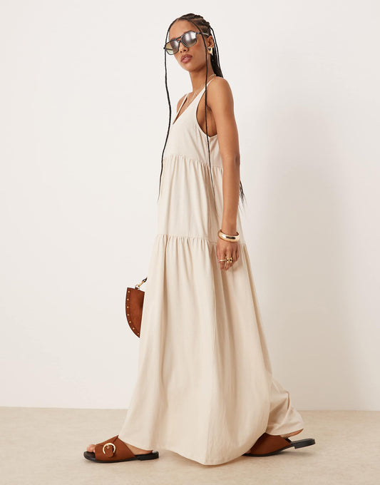 Scoop Tiered Trapeze Maxi Dress