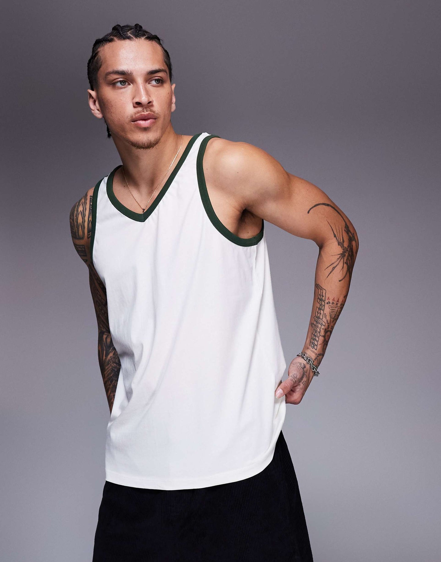 V Neck Vest With Contrast Seam