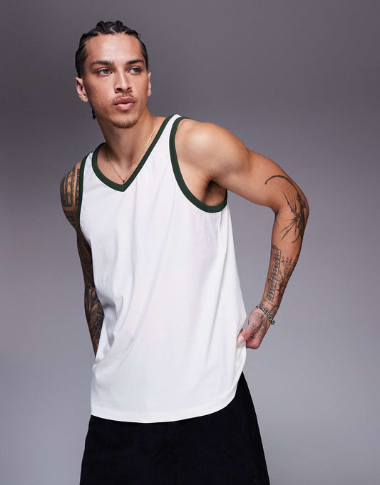 V Neck Vest With Contrast Seam