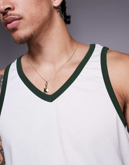 V Neck Vest With Contrast Seam