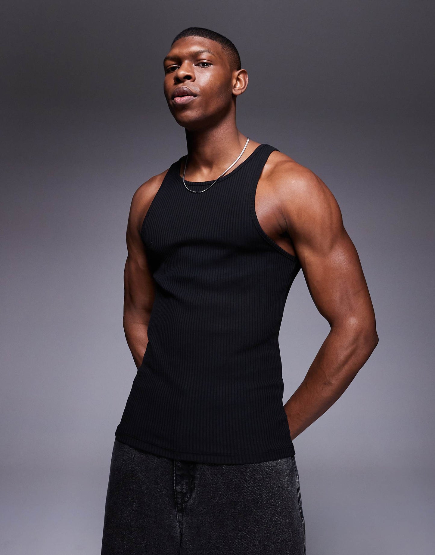 Heavyweight Muscle Boxy High Neck Rib Vest