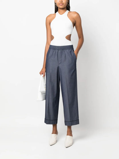 Straight-Leg Cropped Trousers