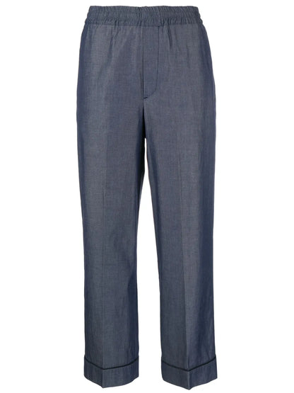 Straight-Leg Cropped Trousers
