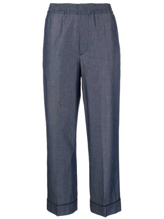 Straight-Leg Cropped Trousers