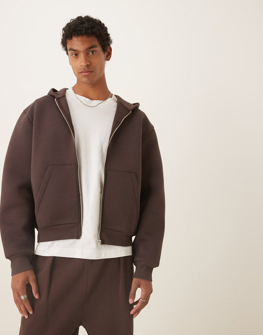 Heavyweight Scuba Boxy Oversized Zip Through Hoodie